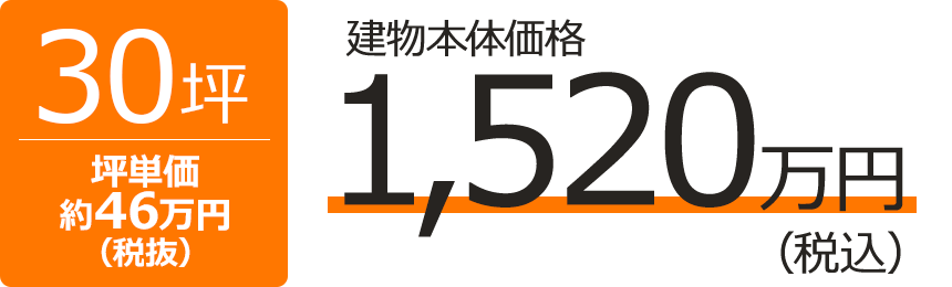 平屋30坪の間取りと価格 30坪建物本体価格税込 1,520万円